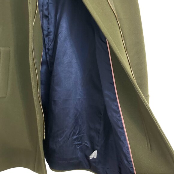 J CREW Stadium Italian Cloth Cocoon Coat Wool Blend Funnel Neck Olive Green - Picture 9 of 12